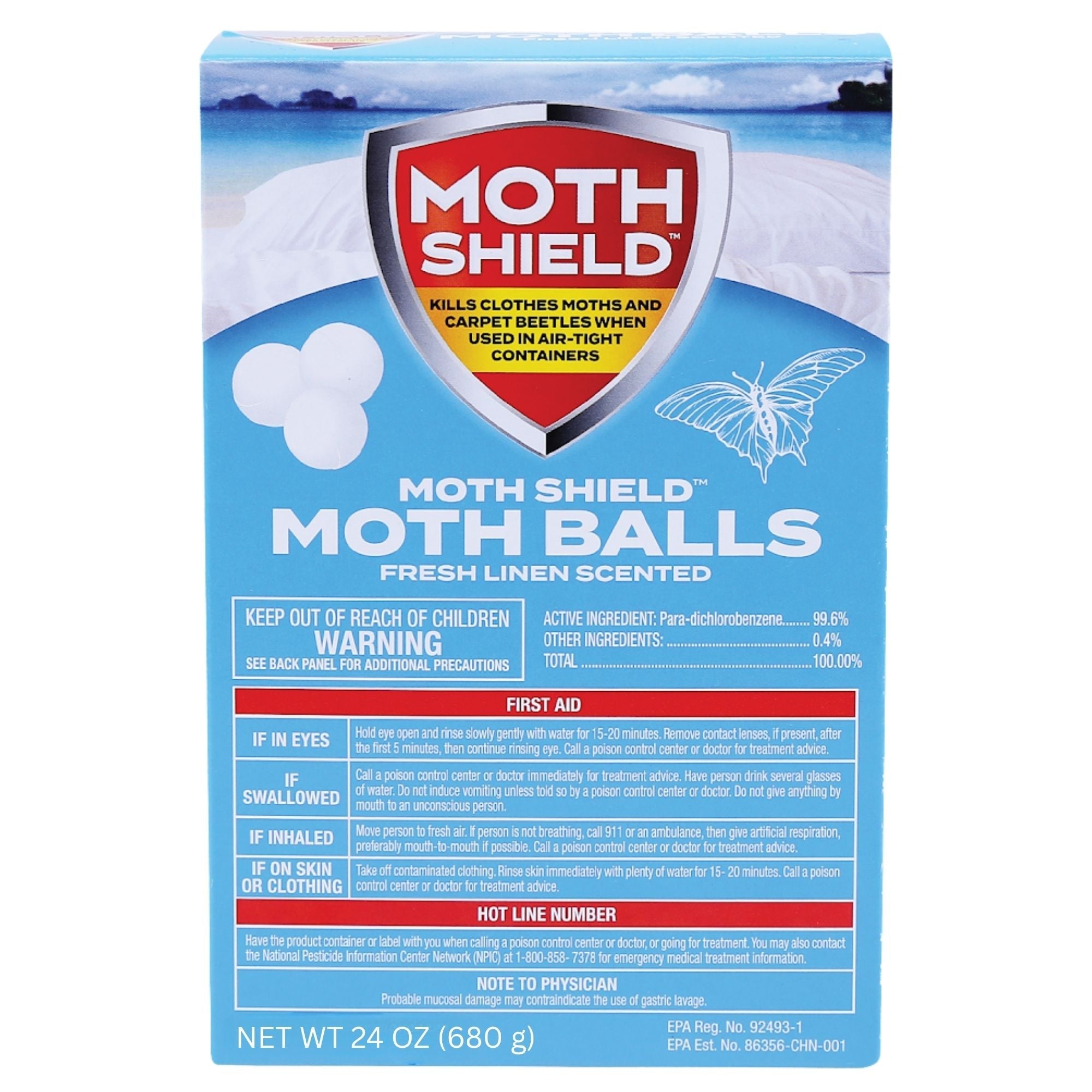 Moth Shield Moth Balls, Fresh Linen, 24 oz